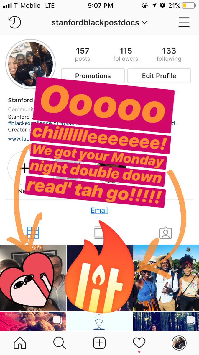 StanfordBPA's tweet photo. We know it's late, but that doesn't mean you should be ๐ด๐๐ค๐ช on these new #SBPAspotlight Instagram posts. #getitwhilewehot #wearealwayshot #blackdoctors #blackpostdocs #postdoc #blackexcellence #ohthehumanities #blackgirlmagic #slayinformation https://t.co/EXFzymTuPf