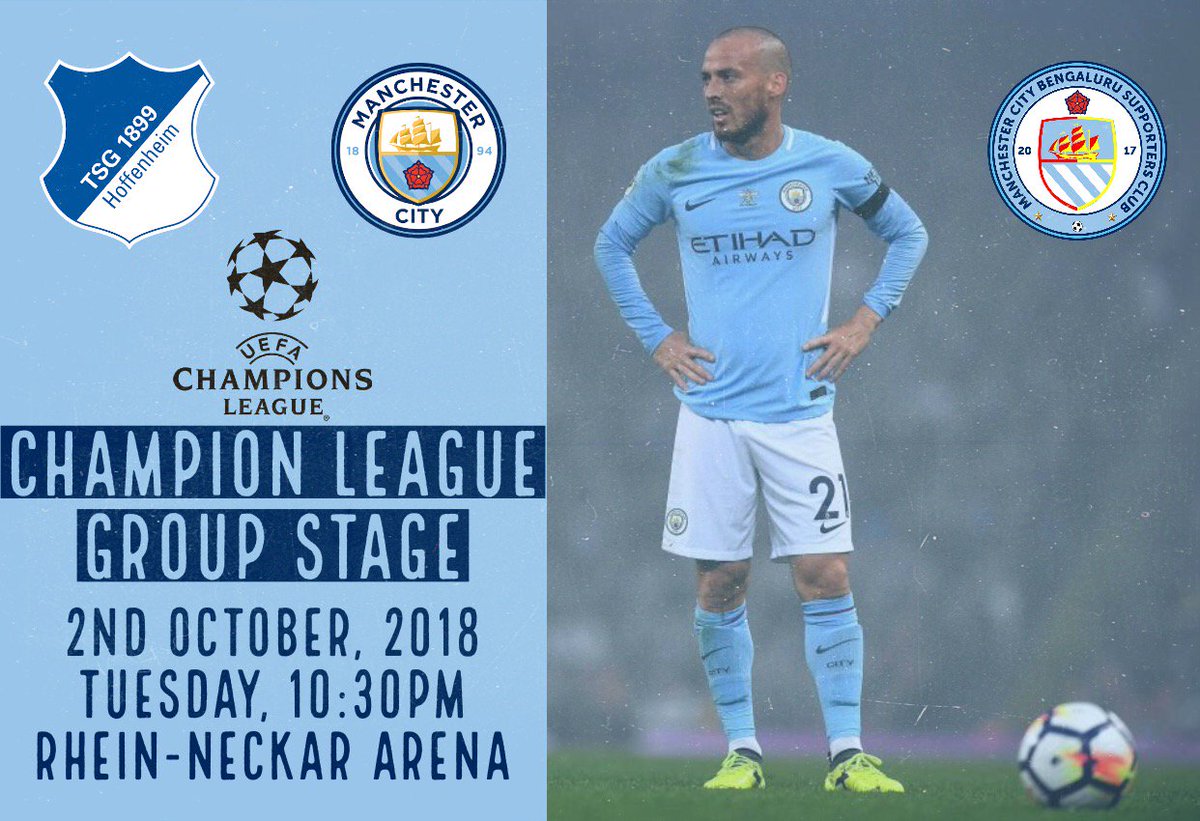 BLR_Cityzens's tweet photo. 🕺⚽️ Matchday! ⚽️🕺

🆚 @achtzehn99_en
🏆 @ChampionsLeague    
⌚ 2 October 10:25 PM IST 
📺 Sony Ten 1 &amp; HD
🎺 Kevin Friend
📍 Wirsol Rhein-Neckar-Arena
🔵 #championsleague #UCL #mcfc #ManCity #mcfcbsc #ManCityOSC #hoffenheim https://t.co/c2zAcG43il