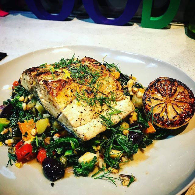 EmsFood's tweet photo. Dinner for one the other night. Pan Seared Mahi Mahi with a little clean out the fridge Caponata. You missed out darling! #kitcheninspiration #cooknotchef #homecooking #eggplant #foodie #healthyfood #healthyrecipes #healthylifestyle #lowcarb #keto #fish #yum #foodbloggerDinn… https://t.co/8YIsD0ZHom