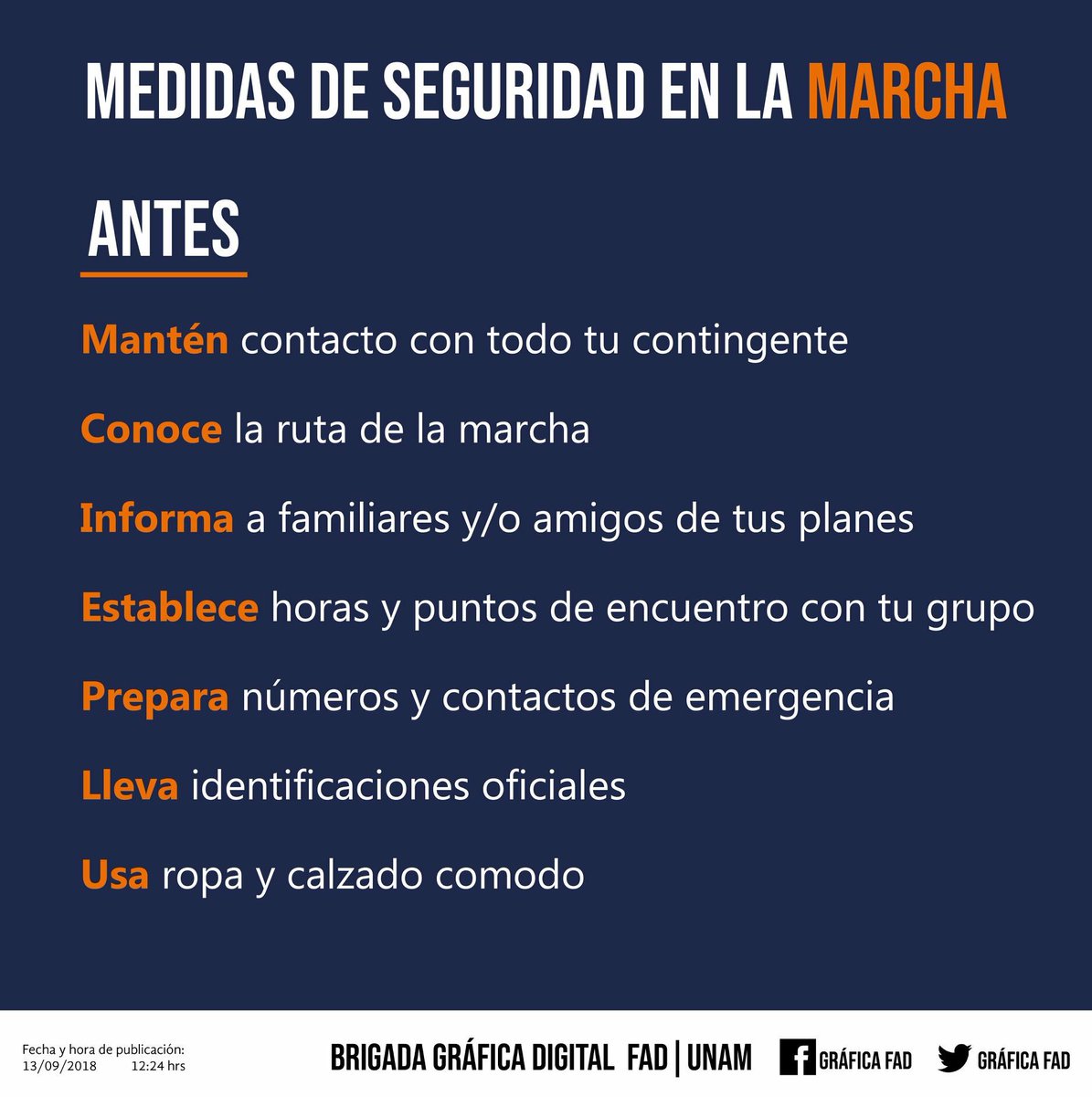 BrigadaFad's tweet photo. Las recomendaciones y medidas a tomar para la marcha del día de hoy. 
#2DeOctubre #UNAMSinViolencia #UNAMenPaz #UnamGlobal #NiPerdonNiOlvido https://t.co/L3akwunZeb