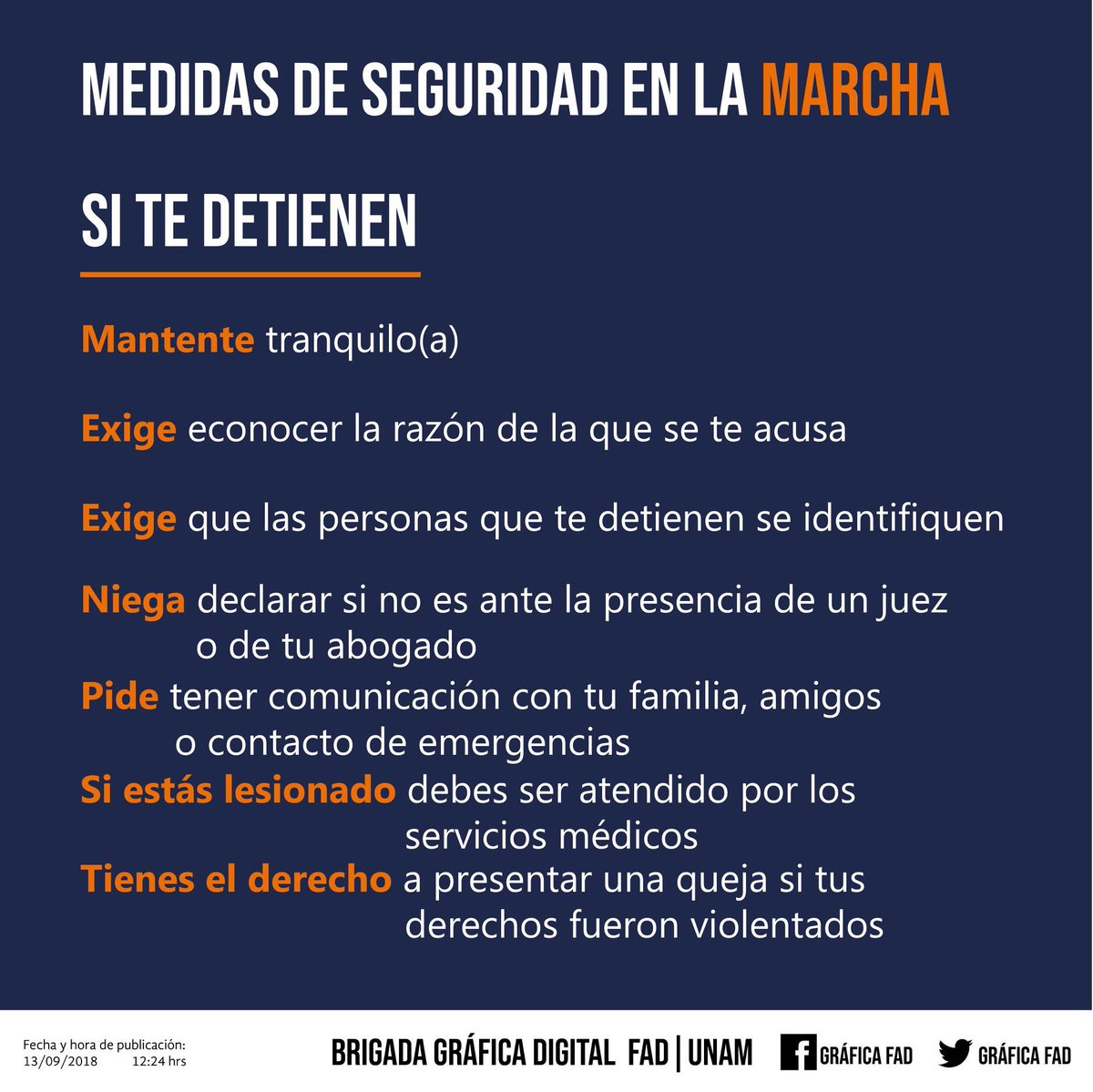 BrigadaFad's tweet photo. Las recomendaciones y medidas a tomar para la marcha del día de hoy. 
#2DeOctubre #UNAMSinViolencia #UNAMenPaz #UnamGlobal #NiPerdonNiOlvido https://t.co/L3akwunZeb