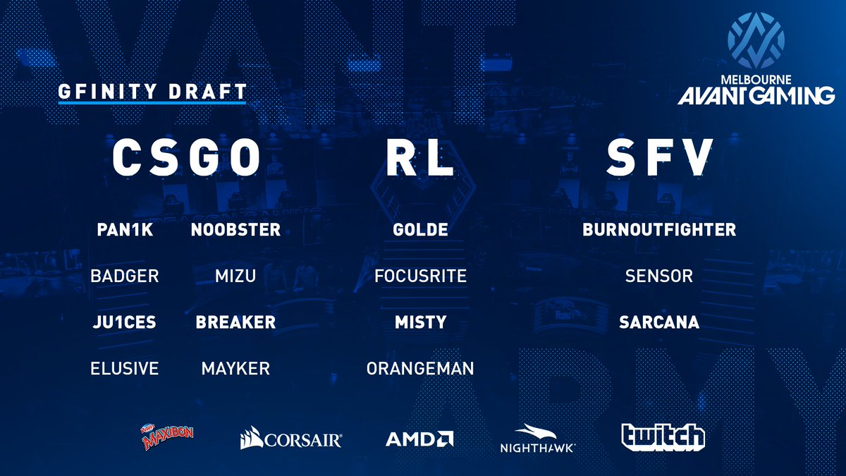 Avant (@avantgaming) on Twitter photo We're extremely excited to welcome aboard our draft picks for season two of the Gfinity Australia Elite Series. Watch out for them this coming November!
๐
November 3rd to December 16th
โก๏ธ Info: gfinityesports.com.au
#AVANTARMY | #AVWIN | <a href="/GfinityAU/">Gfinity Australia</a> We're extremely excited to welcome aboard our draft picks for season two of the Gfinity Australia Elite Series. Watch out for them this coming November!
๐
November 3rd to December 16th
โก๏ธ Info: gfinityesports.com.au
#AVANTARMY | #AVWIN | <a href="/GfinityAU/">Gfinity Australia</a>