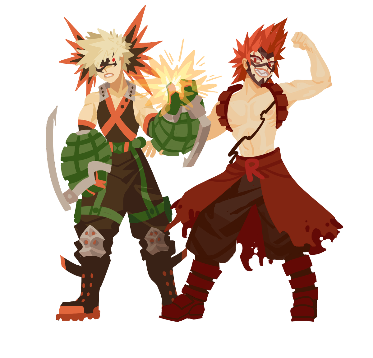 US_of_smash's tweet photo. Late submission for #bnhainktober2018 and #SMASHtober 
Prompts were:
- Best boy
-Draw fav student in their hero suit.
I COULDN'T PIC ONE AND I HAD TO SUFFER FOR IT.
#kirishima #Bakugou #BNHA https://t.co/yRFzvDxEfF