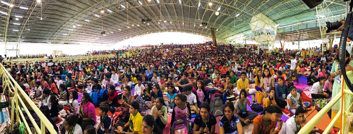 ArtofLivingIC's tweet photo. More than 5000 children from all across India have gathered here at The Art of Living International Center, Bengaluru for #PrajnaUtsav2018. These childrens have developed a unique ability to see with their eyes closed. Learning how to perceive beyond senses! https://t.co/FDyeftRUNz