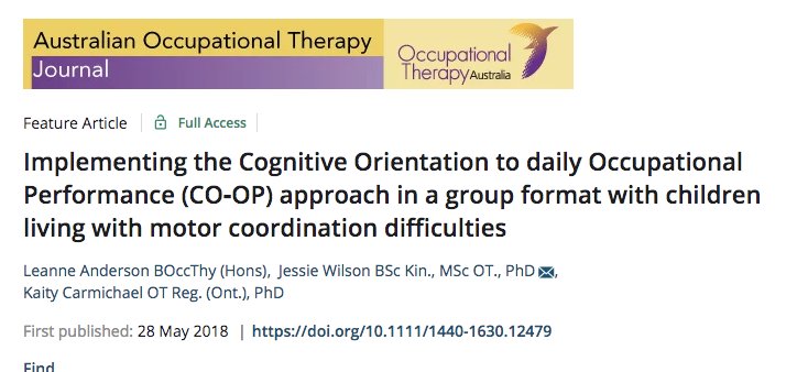 Have you ever wondered if you could implement CO-OP in a group format? <a href="/jessie_wilson1/">Jessie Wilson</a> Leanne Anderson and Kaity Carmichael have explored this with children living with motor coordination difficulties doi.org/10.1111/1440-1…