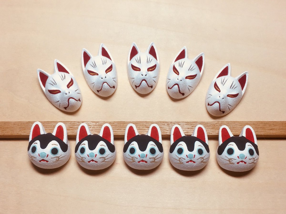 猫地蔵 よっしー 10 7 日 からの企画展 宵闇商店街伍 猫地蔵は 猫又商店 でお邪魔します 店主の猫又 従業員の仔猫又が居る雑貨屋です 福物やお面指飾りなどの商品を扱います Wf18sに出せなかった 張り子犬面指飾り も並べます T Co