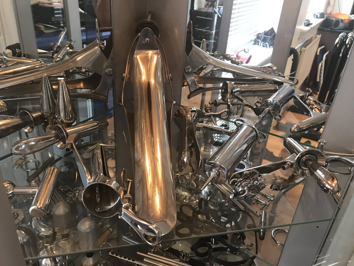 ladyrochesterx's tweet photo. FOR SALE
Medical display corner cabinet £100.00 (Empty)
Stainless steel Job lot: horse speculum, speculums, proctoscopes, Jennings gags, forceps, nipple clamps, anal thruster and medical trays &amp; more £100.00 
Stainless steel hard head mask £75.00
themistress@ladyrochester.com https://t.co/4GfqY7ZGYs