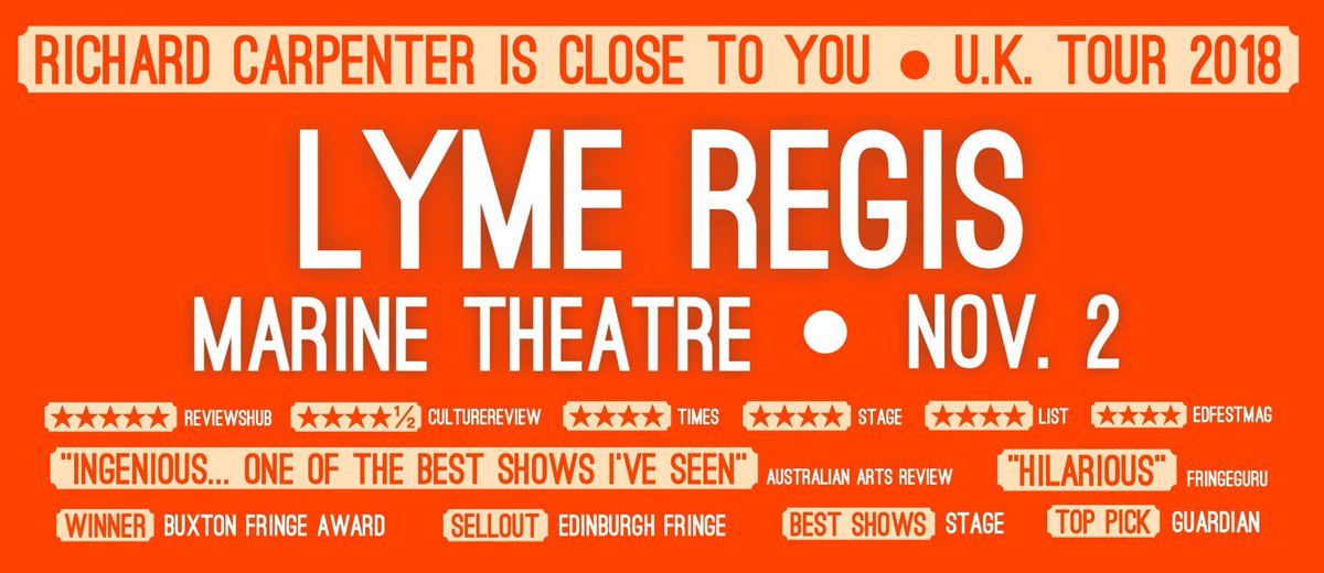 richardclose2u's tweet photo. A month today: #richardclosetoyou arrives in beautiful #lymeregis! #carpenters #friskyandmannish #comedy #parody #NOTbiography https://t.co/mAhpySgjT5 https://t.co/cW2SRkoP7y