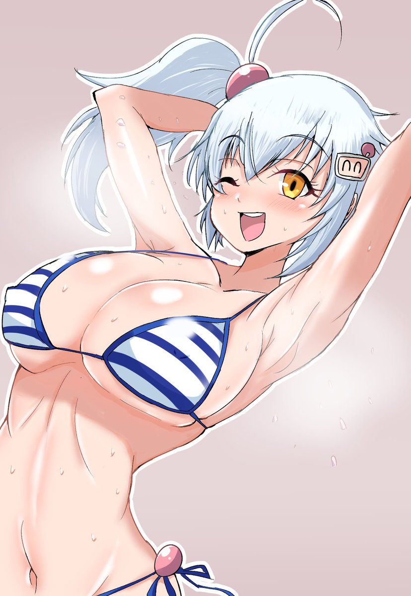 「ボンバーガール 水着シロ 」|ヒロハマ・ユートのイラスト
