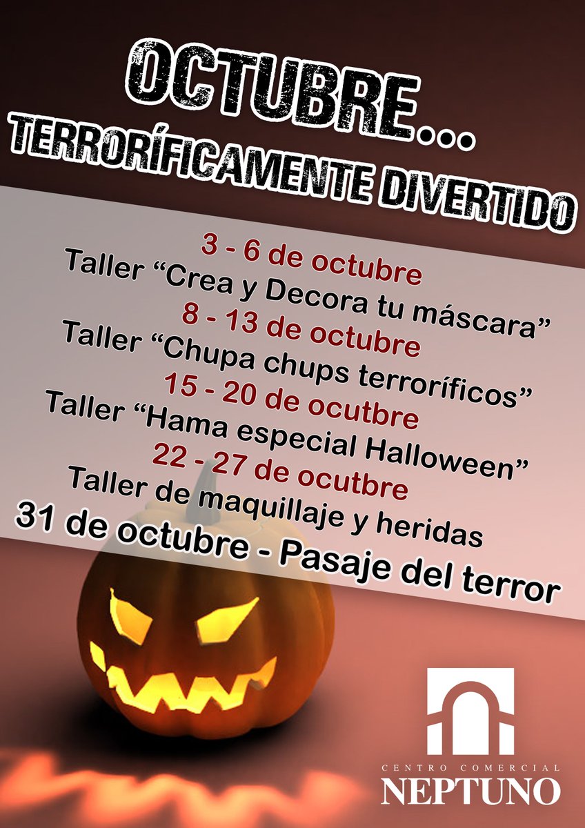 Quieto parao!!!!!!! Ni un plan más para un mes de octubre #terrorifico Aquí tenéis nuestros talleres totalmente #gratis además de nuestro castillo hinchable, badminton, tenis de mesa, etc. Te esperamos en #elcentrodelcentro #Halloween2018