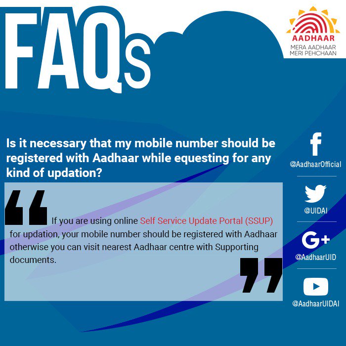 UIDAI's tweet photo. #AadhaarFAQs
You can update your Address in Aadhaar online from: https://t.co/je5rZ8o8T4
For any other update, visit nearby Aadhaar centre. Locate one from: https://t.co/oCJ66DUBEk https://t.co/OdcE8Oh1PV