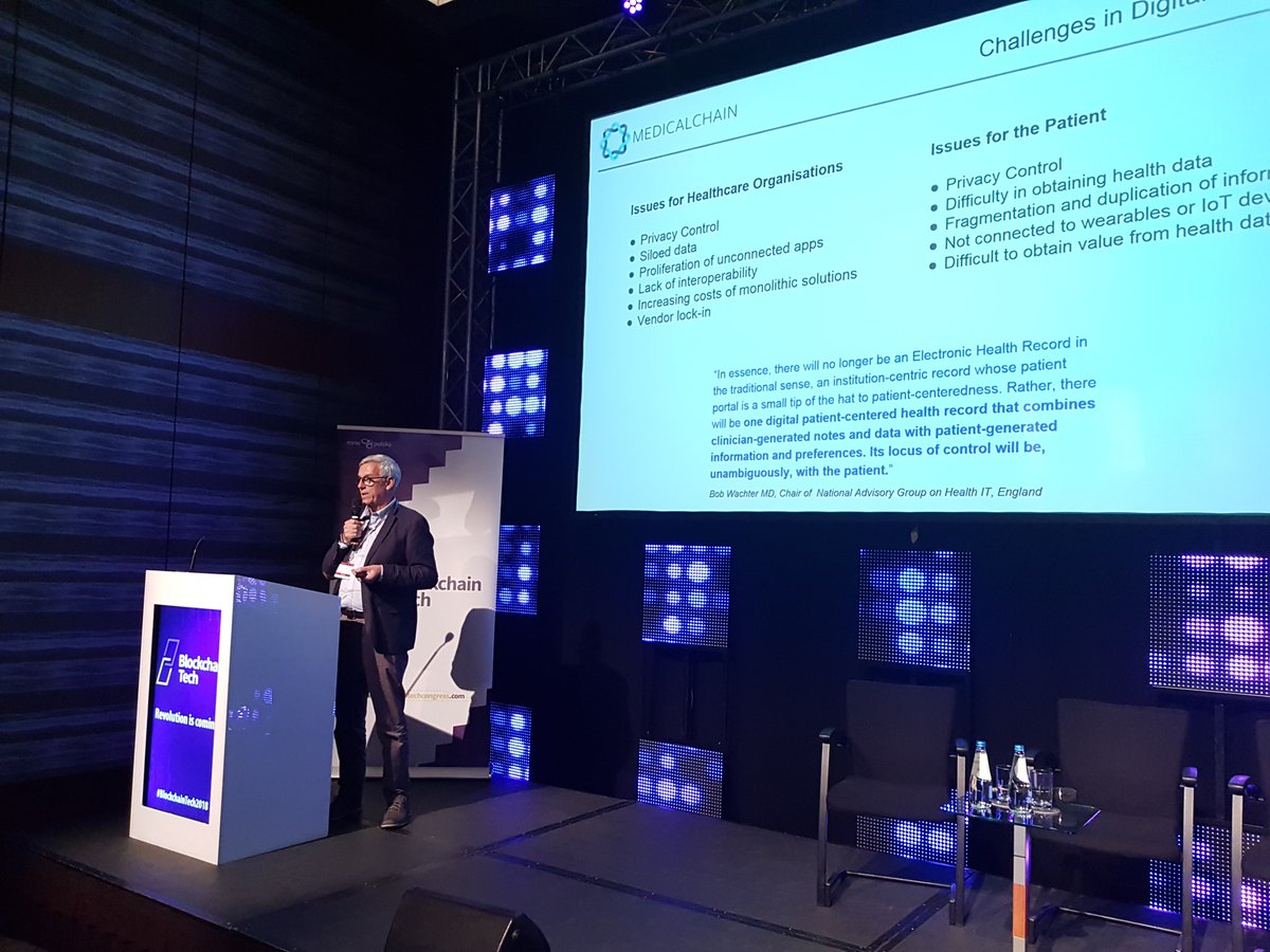 Blockchain_PL's tweet photo. This time, knowledge is being shared by another special expert @DaveyEbb from @medical_chain. 🔝 He is talking about #blockchain for electronic health records. 🏥 #BlockchainTech2018 https://t.co/7FhbmwsitZ
