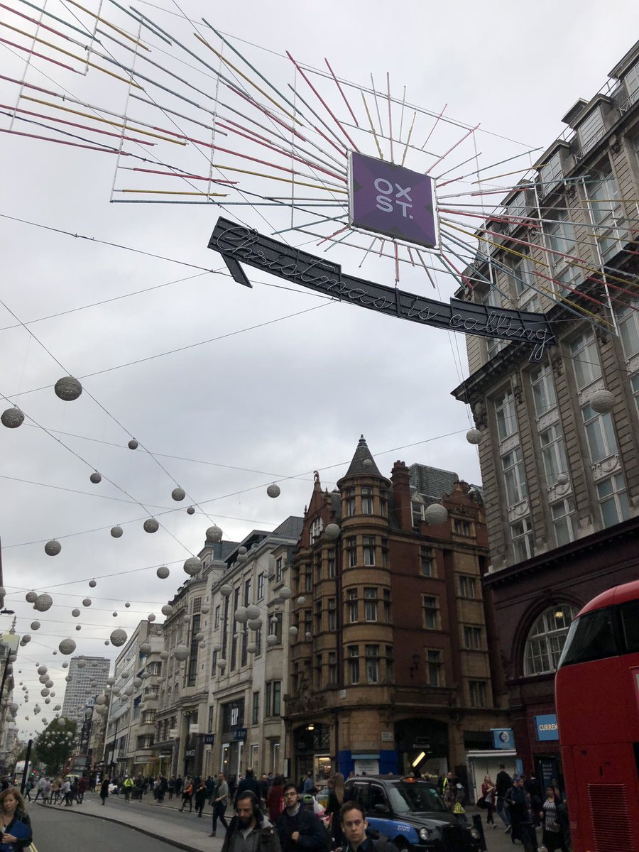 Ally_Poli's tweet photo. Well, it’s not even Halloween yet, but according to the Oxford Street lights, “Christmas is calling”. #OxSt https://t.co/BNrvV7n1b7