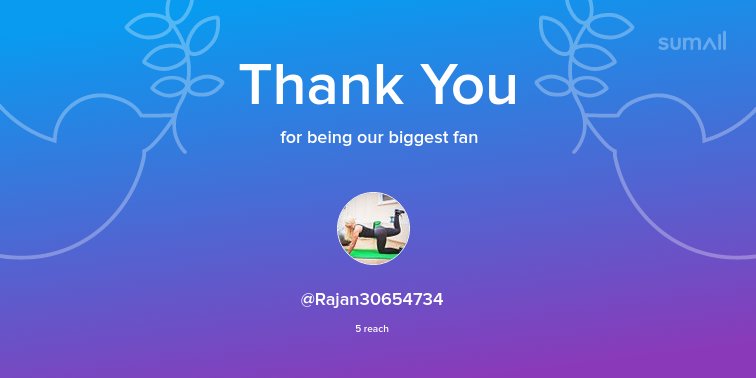 Our biggest fans this week: @Rajan30654734. Thank you! via sumall.com/thankyou?utm_s…