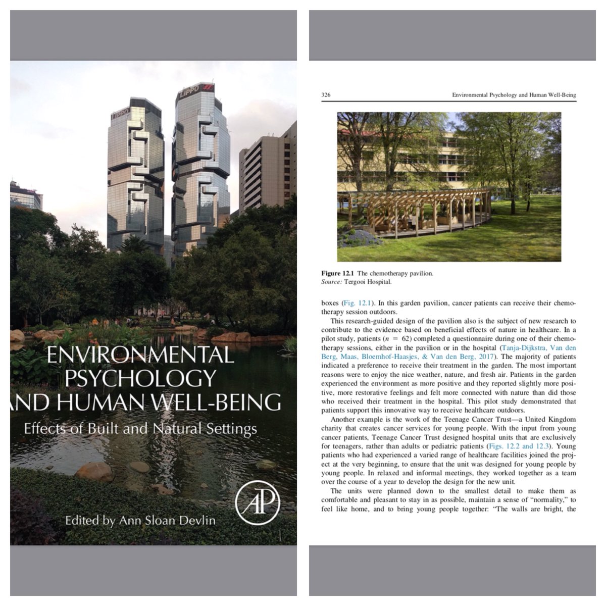 Happy to have contributed to this book with <a href="/casa__claudia/">Claudia Andrade</a>. Our chapter discusses Healthcare settings, including the chemotherapy pavilion @Tergooi hospital. #healthcaredesign #environmentalpsychology #groenisgezond