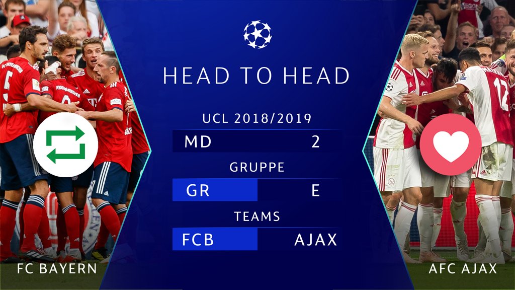 #UCL Matchday! 🎉⚽️🙌
🔁 = @FCBayern 🇩🇪
❤️ = @AFCAjax 🇳🇱
#FCBAJA #FCBayern #Ajax