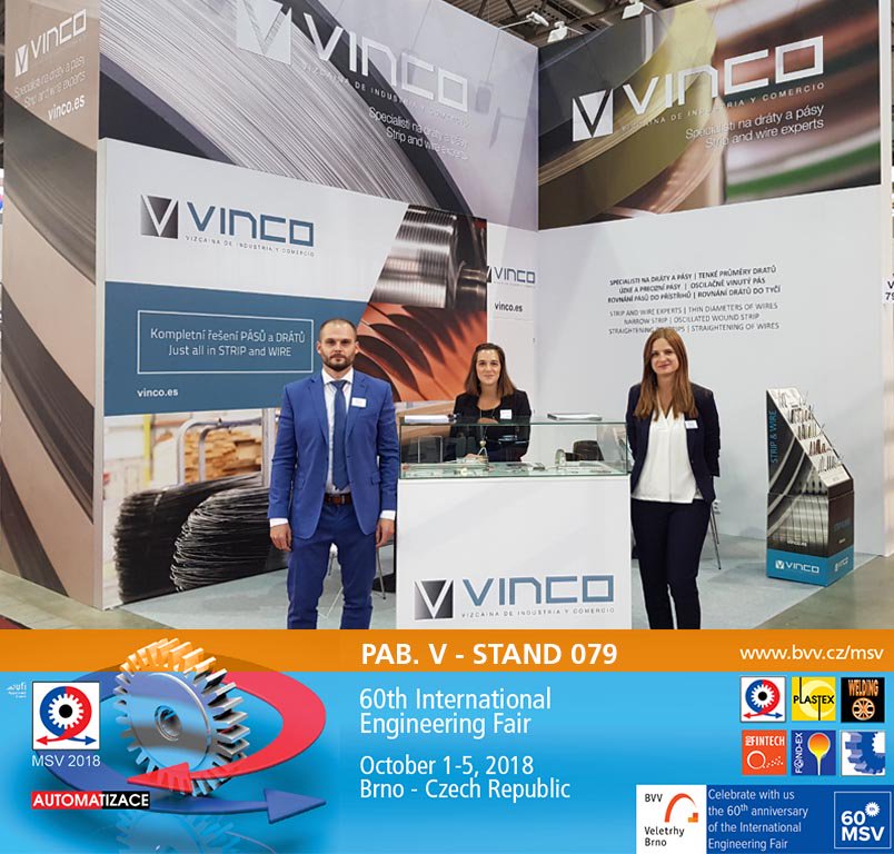 VINCO_Oficial's tweet photo. Visit us at #MSVBrno in the #CzechRepublic, pavilion V β Stand 79 and meet our experts in #StripandWire #stainlesssteel #nonferrous #wirehandlingsystems https://t.co/tle0iu7r7m