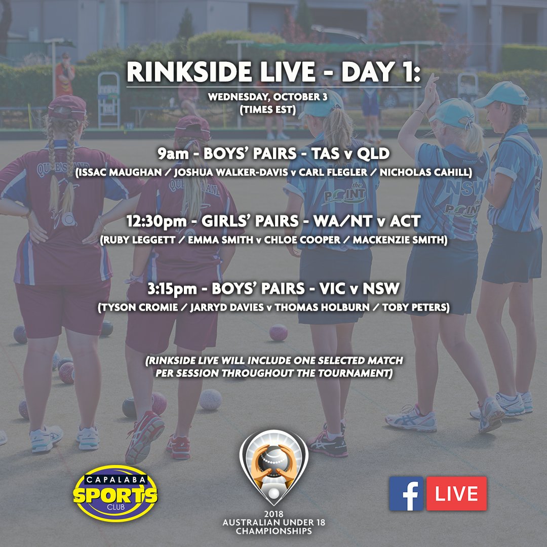 The 2018 Australian Under-18 Championships get underway TOMORROW! 

Here is your schedule for Day 1️⃣ of 'Rinkside Live' streaming 👇
