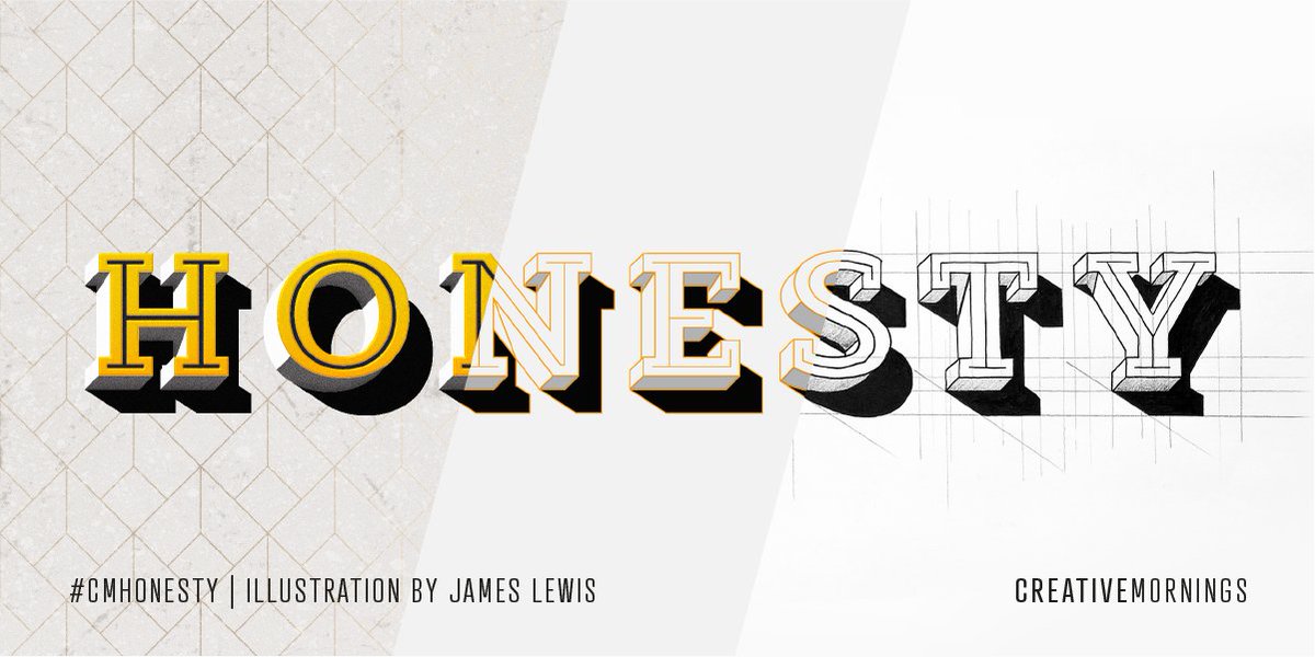 Palermo_CM's tweet photo. “Honesty is the currency for connection.” 

October’s theme is HONESTY. It was chosen by @CM_Cardiff and illustrated by @james_llewis. This month we’re celebrating 10 years of @creativemorning! #Staytuned #cmpmo https://t.co/Iuu8PGmveA