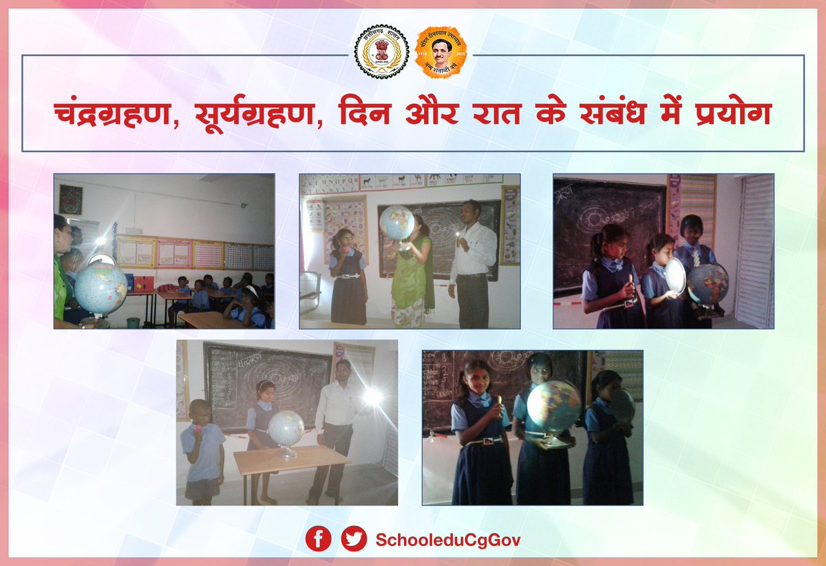 चंद्रग्रहण, सूर्यग्रहण, दिन और रात के संबंध में स्कूली छात्रों ने किए प्रयोग।