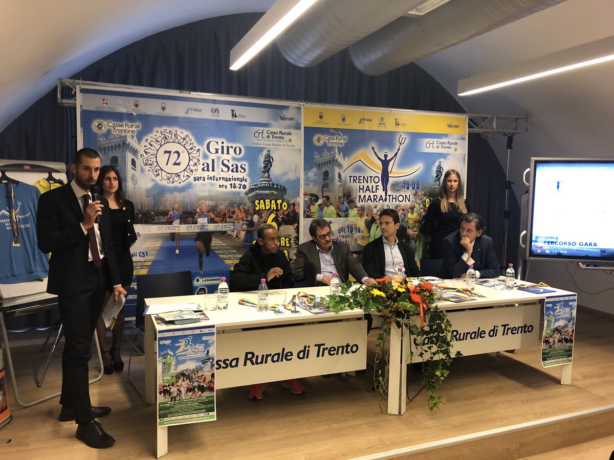 TgrRaiTrentino's tweet photo. In corso la presentazione della 72^ edizione del #GiroalSas corsa podistica di prestigio al via ci saranno anche Yeman #Crippa e Yohanes #Chiappinelli #trento #trentino #sport #fidal https://t.co/454zs58Avf