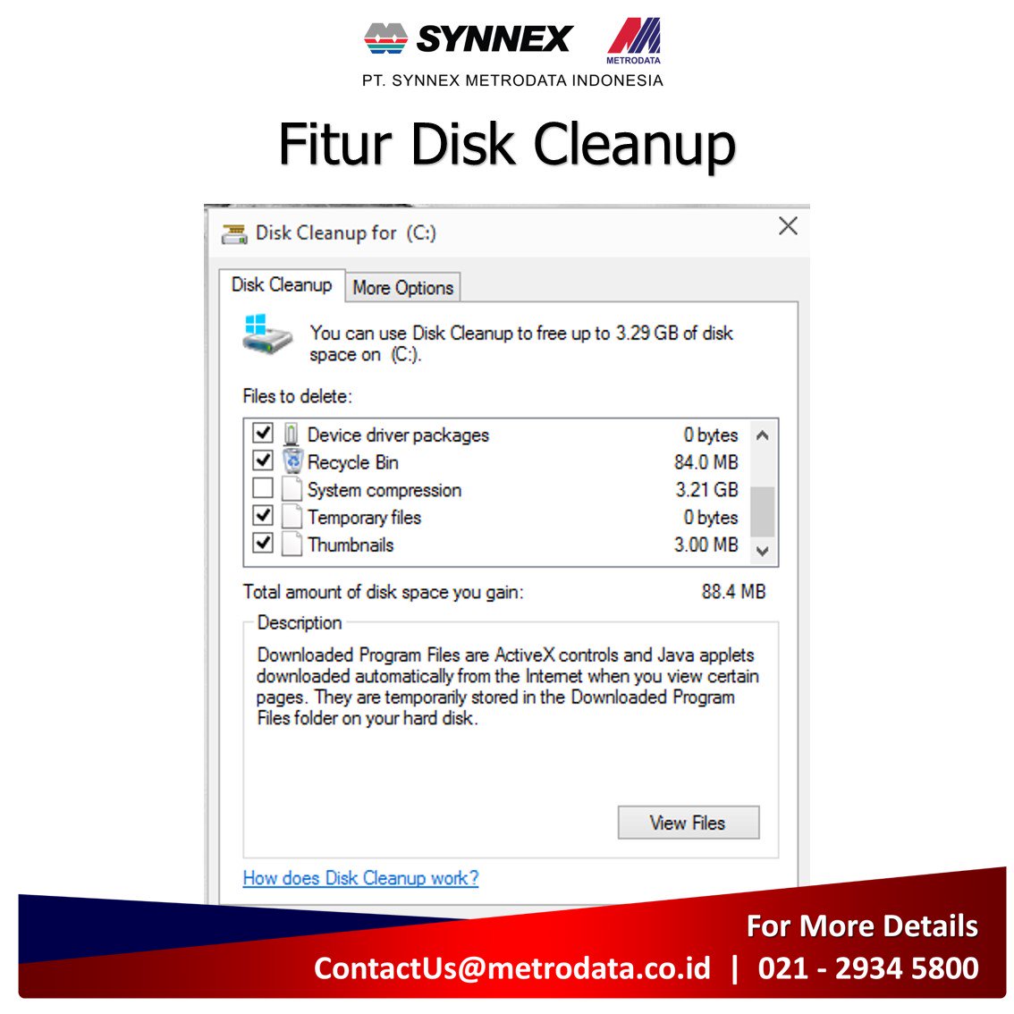 SynnexMetrodata's tweet photo. 3| Ketika kapasitas Hardisk membuat komputer kamu semakin lemot, kamu cukup mengakses fitur Disk Cleanup secara mudah, simak cara mudahnya pada #SMITips berikutnya: https://t.co/P4UWM6SrOJ