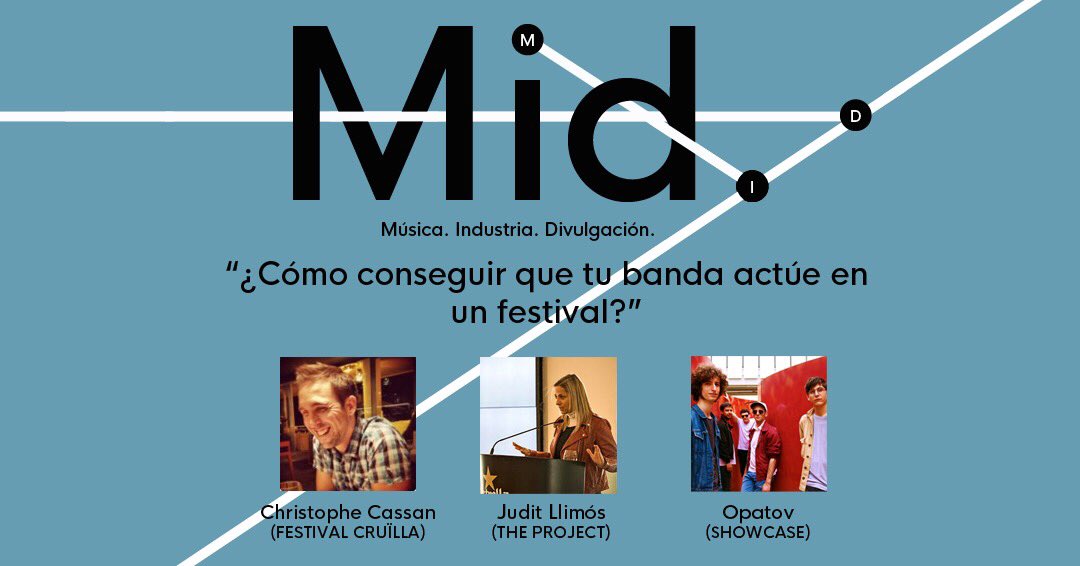 Este jueves llega una nueva edición de las #CharlasMID. Será a la 20:00 en <a href="/SIDECARbcn/">SIDECAR Factory Club</a>. En este caso contaremos con la participación de Christophe Cassan del <a href="/cruillabcn/">FESTIVAL CRUÏLLA</a> y Judit Llimós de @theprojectbc  para hablar de festivales y bandas emergentes con showcase de <a href="/ListenToOpatov/">Opatov</a>