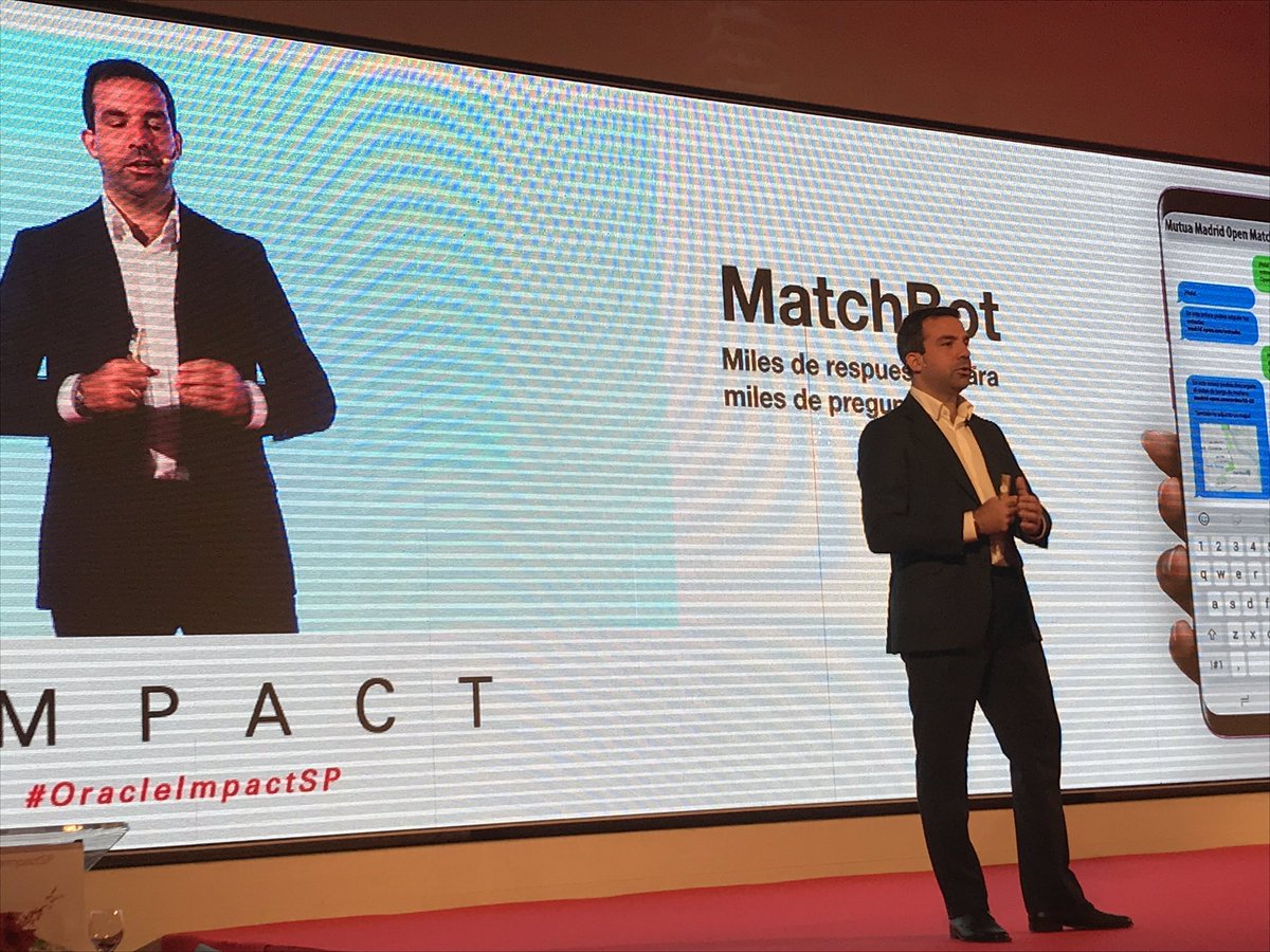 Carmenpizarro's tweet image. #MatchBot tecnología punta para el deporte de la mano de @MutuaMadridOpen #OracleImpactSP #MachineLearning