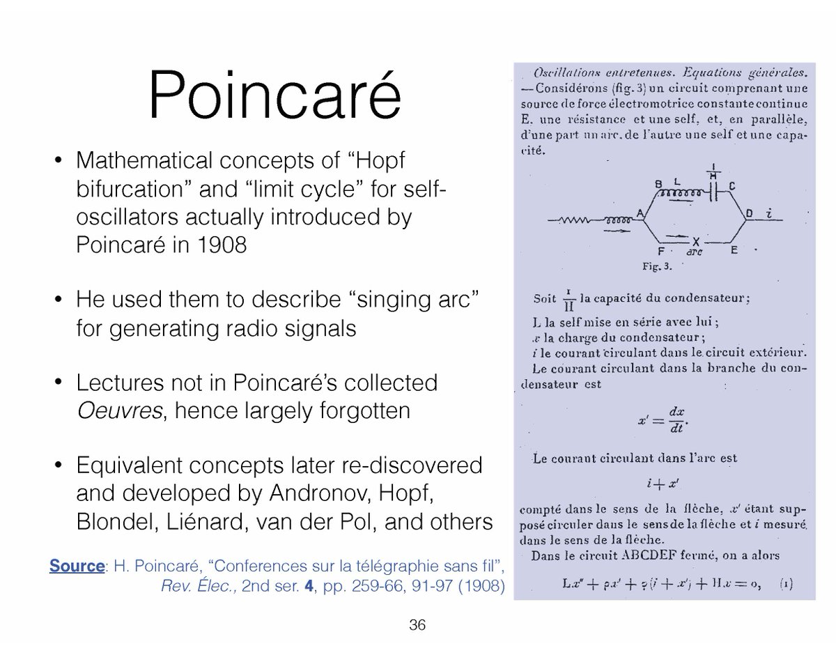 escalanatural's tweet photo. By the rare "anti-Matthew effect", E. Hopf gets credit for something that the far more famous H. Poincaré did long before in some lectures on radio that didn't make it into Poincaré's collected works. #selfoscillation #historyofscience https://t.co/hcI6ur3QnT