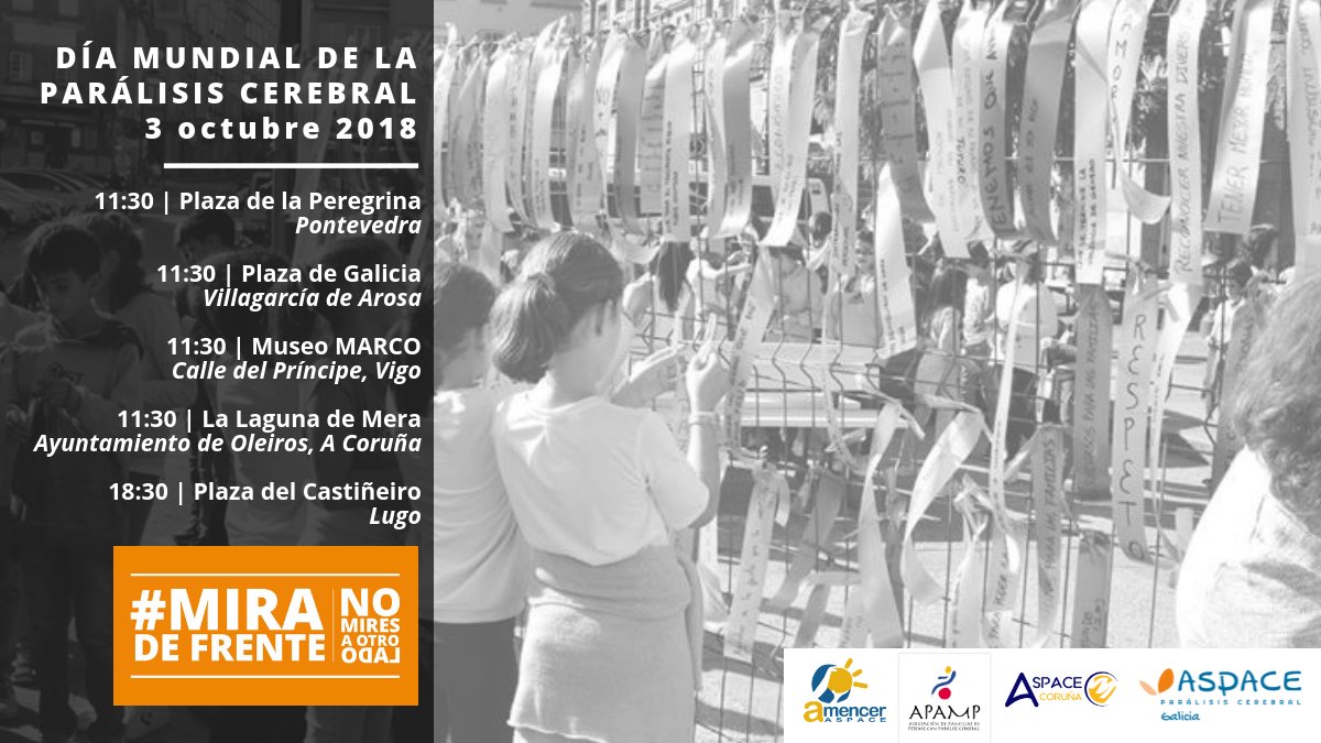 ASPACE_Galicia's tweet photo. 📣 Actualizamos información! #AspaceLugo se une a los actos por el Día Mundial de la Parálisis Cerebral 2018.

👉 Únete al flashmob y twittea con el hashtag #MiraDeFrente entre las 12:00 y 12:30 horas. Con tu apoyo queremos ser TT 💙🧡 https://t.co/KKizgwzjU6