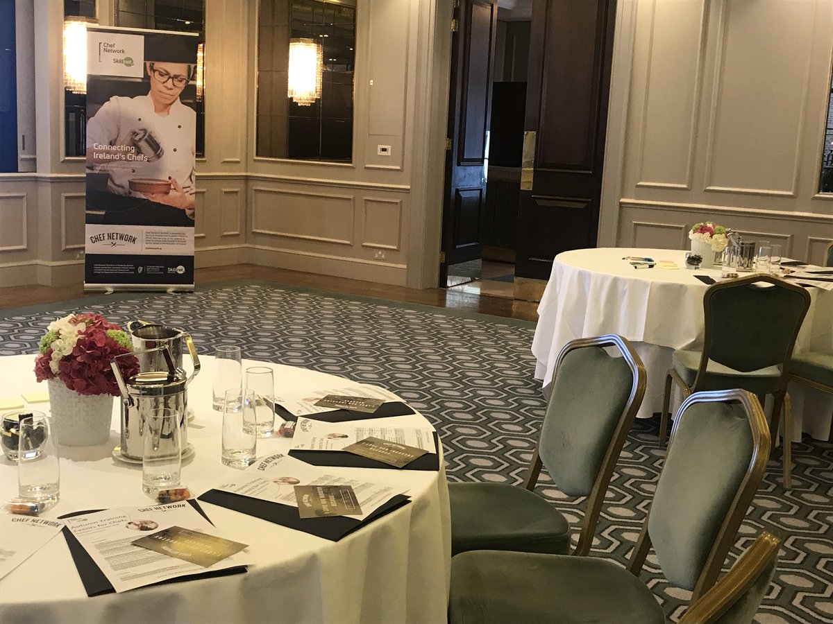 ChefNetworkIRL's tweet photo. The stage is set and the conversation is already flowing. Our first #ChefsRoundTable - looking forward to hearing #chefs ideas on how we can improve #KitchenCulture 
@WestburyDublin @SkillnetIreland #ChefNetworkSkillnet https://t.co/LmgQgTMYVn