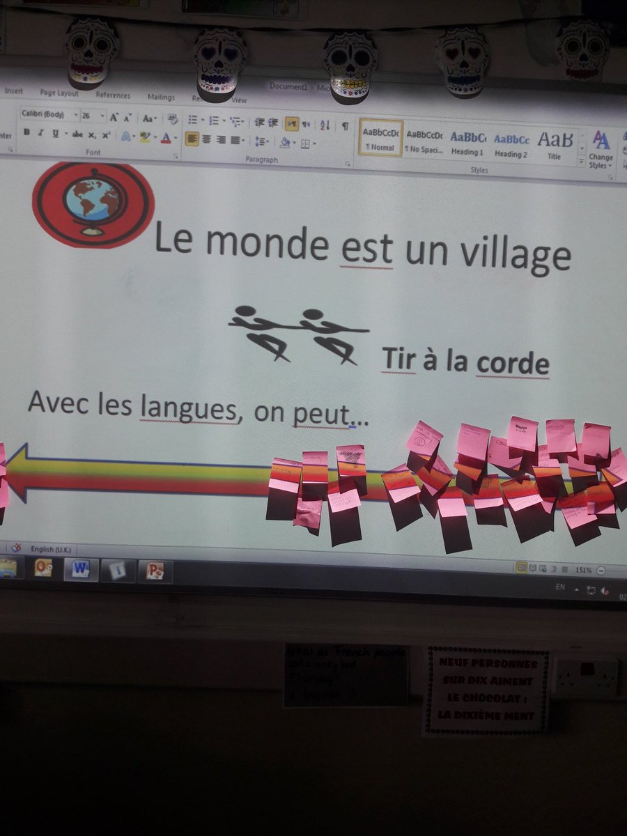rosshallmodlang's tweet photo. S3 using MTV strategies @RosshallMTV this morning completing their Profiles...plenty of debate with 'What makes you say that?' and 'Tug of War' linking nicely to importance of language learning AND key skills development! #linkingourlearning #thinkingskills #DYW https://t.co/t7Iof2lzfj