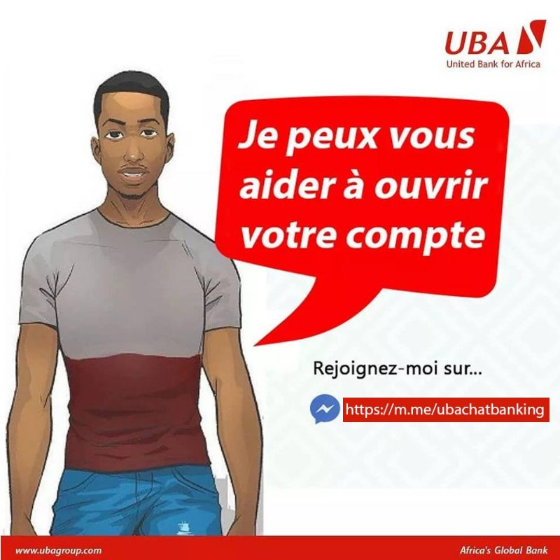 UBABenin's tweet photo. Cliquez sur https://t.co/h6VsxleVrh et ouvrez votre compte bancaire en moins de 5 minutes avec LEO le banquier virtuel.
#UbaBénin #AfricasGlobalBank #LEO #ChatBanking #wasexo #team229 #Bénin #Banque #Banking #IA #InternetBanking #SocialBanking #AI #VirtualBanker #MobileBanking https://t.co/k5V9VJDjbS