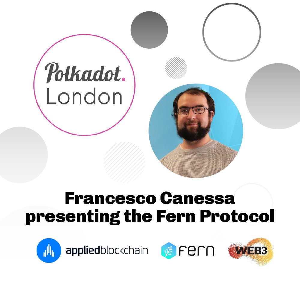 AppBlockchain's tweet photo. Come along and learn about #FernProtocol with @makevoid tomorrow at the @polkadotnetwork meetup in collaboration with @web3foundation!
https://t.co/V14J3TPx3e
#blockchain #blockchaintechnology #startups #decentralised #DApps #Polkadot #Level39 https://t.co/4qH1Tu5CZU