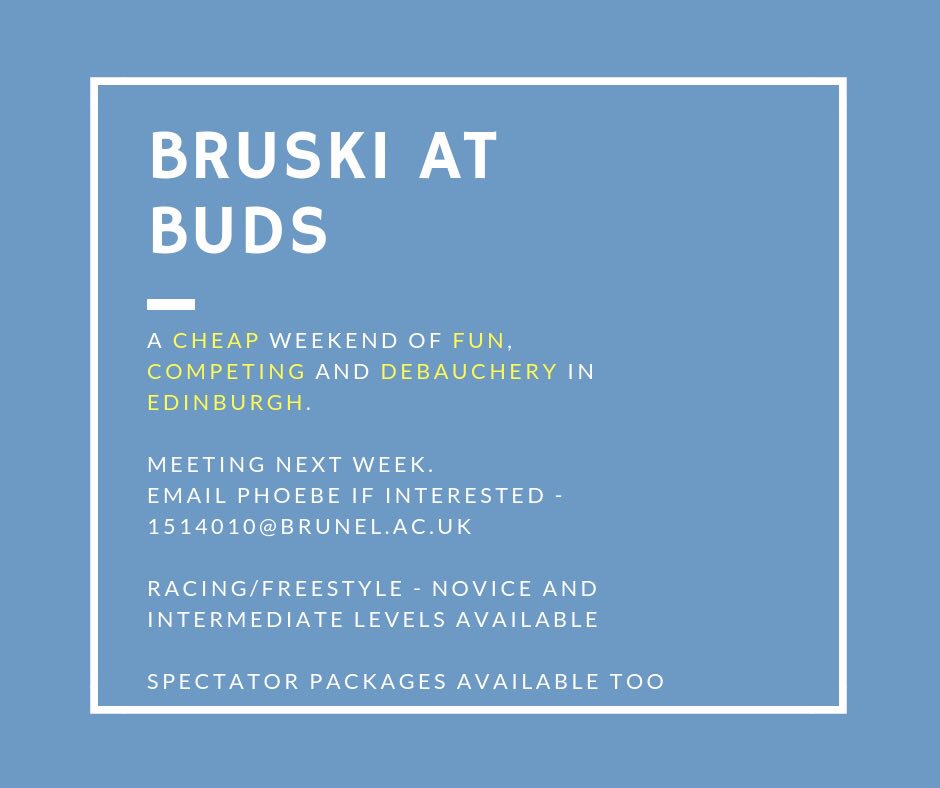 Brunelians, we are indeed competing at BUDS this year! Year in year out it is great fun and you’ll be able to take in the lovely sights of Edinburgh whilst repping your uni! Head over to the facebook group or email Phoebe! facebook.com/events/1723247…