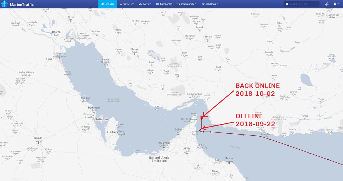 TankerTrackers's tweet image. One of several offline VLCC (2 million barrels) supertankers owned by NITC (National Iranian Tanker Company) has now finally re-appeared on the AIS grid. She's back online again. This is why we are delaying our official exports report for September. There's more coming. #OOTT