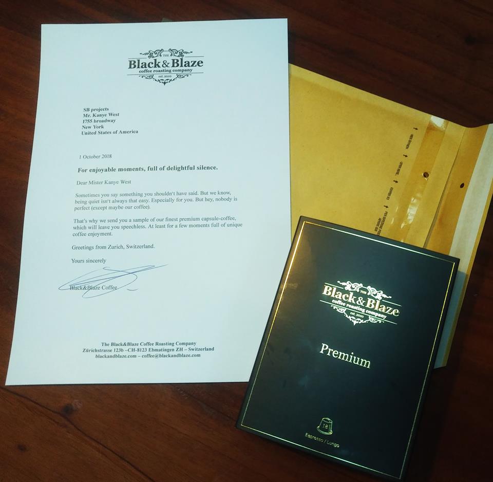 InhaltForm's tweet image. Your Coffee is on the way, Mr West! #KanyeWest @hereKANYEWEST #blackandblaze