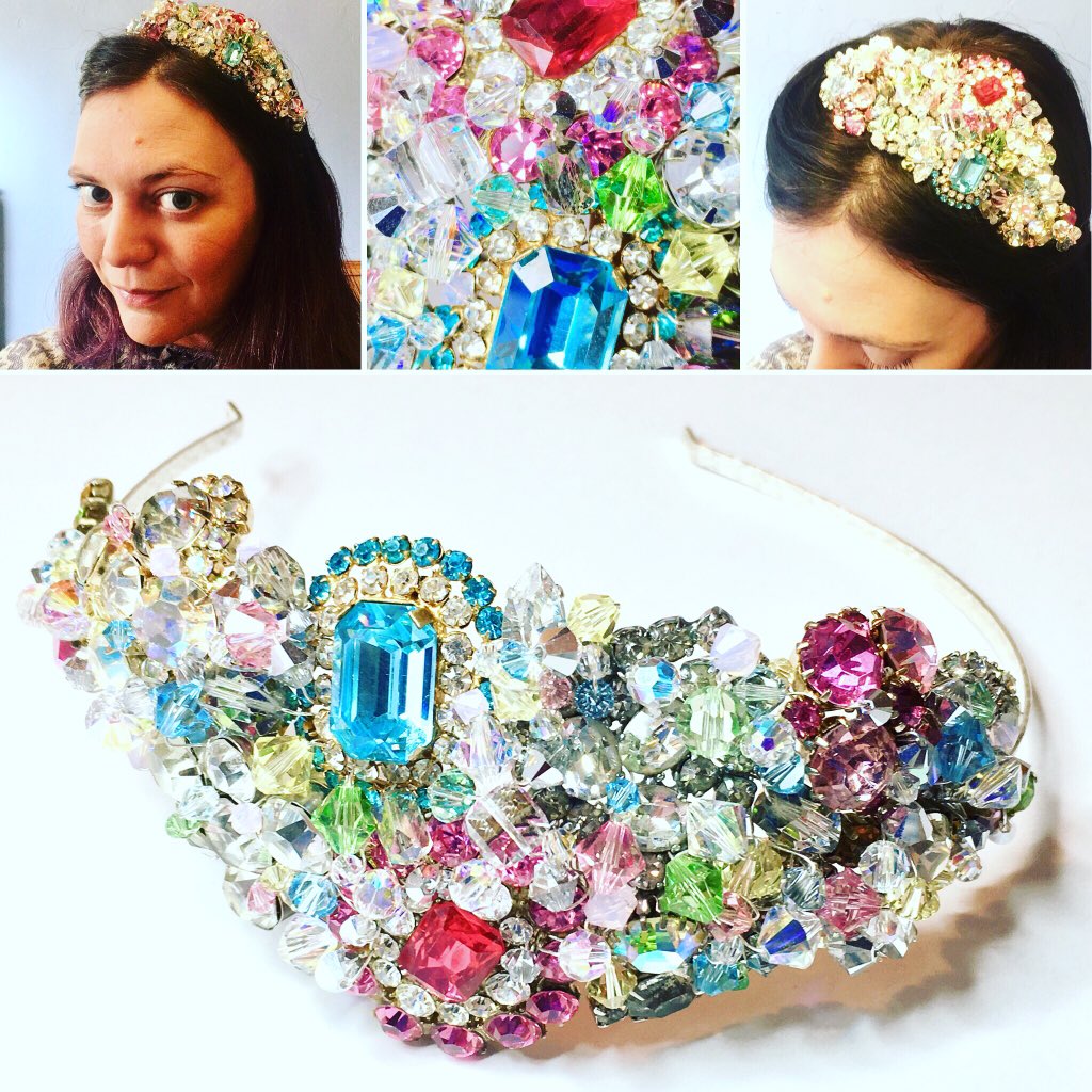 This beauty will be at <a href="/chosenwedding/">Chosen Wedding Fair</a> on the 14th October at <a href="/portlandhouse_/">Portland House</a> I can’t wait to see some of you beautiful brides try it on and fall in love with a pop of colour for your bridal look! #bridalmillinery #tiara #vintagewedding  #cardiff #weddinginspiration #weddingfair