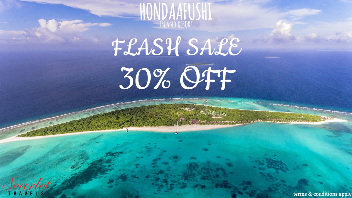 ScarletMaldives's tweet photo. Hondaafushi Island Resort.
Flash Sale. 1st October - 30 November 2018
Travel period. 01 November 2018 - 30 April 2019
Discount not applicable on transfers, complimentary supplements and green tax.
For more information and bookings, contact ;
+9603317476
info@scarletmaldives.com https://t.co/CS2St0vJ3q