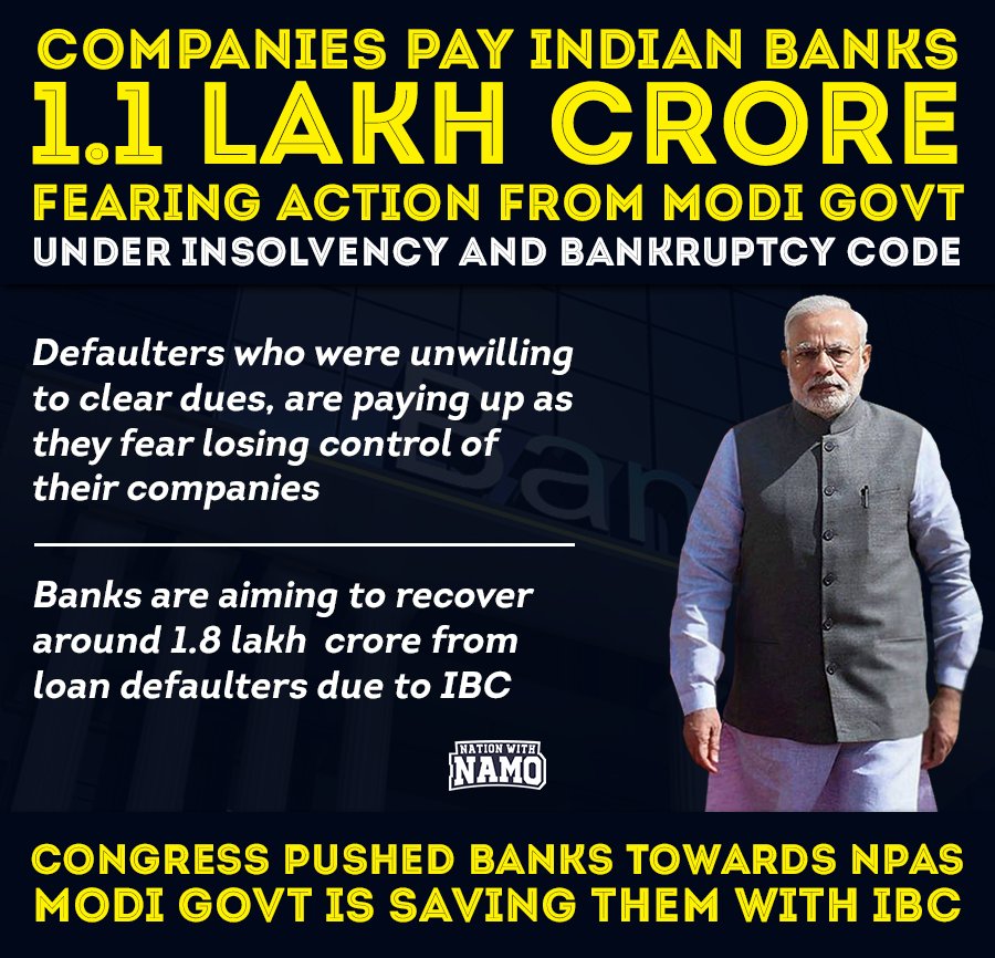 ind_compass's tweet photo. .@narendramodi govt recovers 1100000000000 from #NPAs!
#4yearsofmodigovt #NDAvsUPA https://t.co/2UPfwZJAlg