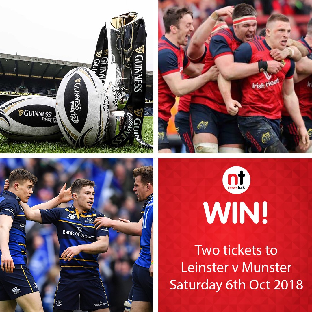 NewstalkFM's tweet photo. We have two tickets for the @leinsterrugby v @Munsterrugby game this Saturday up for grabs! Like &amp; RT to enter! #NTFM #LEIvMUN #GUINNESSPRO14 https://t.co/Iq1lKiaCaQ