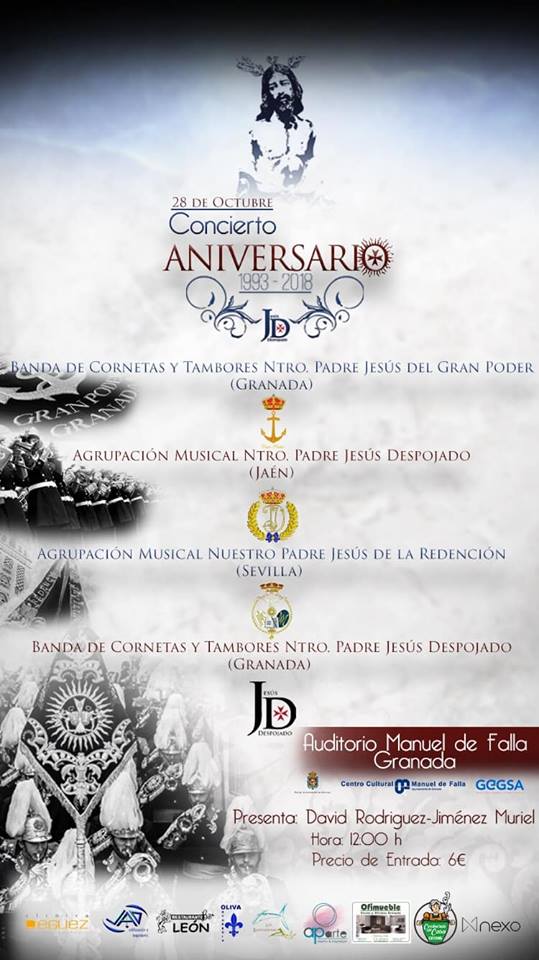 HdadDespojado's tweet photo. El domingo 28 de octubre tendrá lugar en el Auditorio Manuel de Falla concierto de XXV aniversario de @BDespojadoGR que será presentado por David Rodríguez-Jiménez Muriel a las 12:00 horas. https://t.co/zt3mrN0GrX