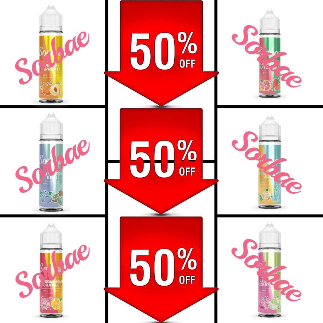 VapeSpartan's tweet photo. SORBAE E-LIQUIDS - 50% OFF
Delicious and refreshing, Sorbae offers some amazing fruit blends with just enough cooling. If you're looking for a taste of summer, this line is a must try.

Use Code: WOW50
https://t.co/mQBjNis5vS

HURRY Sale ends tomorrow.

#vape #vapers #vapelife https://t.co/SzH0JnJw1e