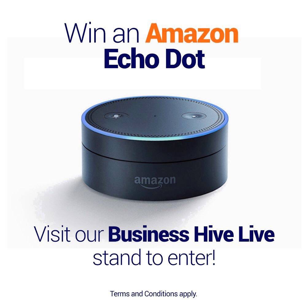 We’re here at Business Hive Live 2018! Be sure to drop by our stand for a chance to win an Amazon Echo Dot! 😱