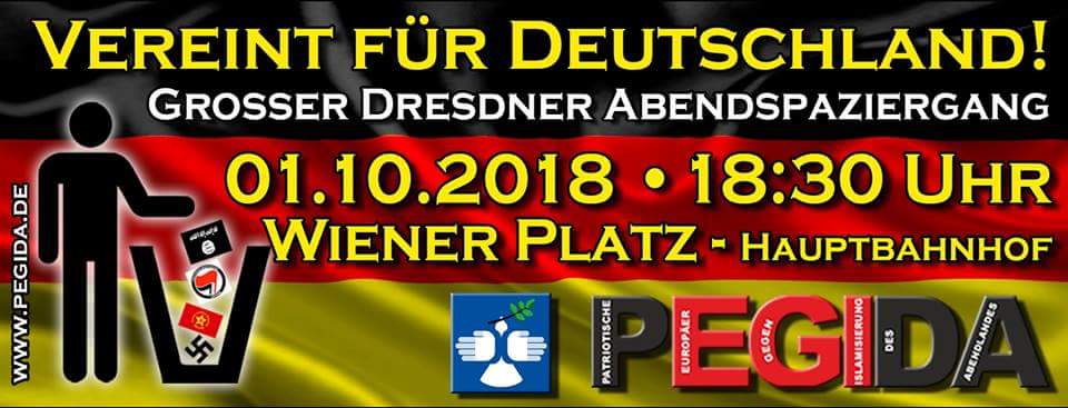 OFFICIAL_PEGIDA's tweet photo. #PEGIDA in #Dresden am 01.10.2018 #dd0110 #dd2409 #dd1709 #dd2110 #AufDieStraße #Sachsen #Thüringen #Brandenburg #Berlin #Cottbus #Leipzig #Chemnitz #Erzgebirge #Görlitz #Plauen #Zwickau #AfD #Merkel #SPD #CDU #Koethen #SachsenAnhalt #Merkelmussweg #nopegida #noafd #Maaßen #AfD https://t.co/rB0gEJmLFS