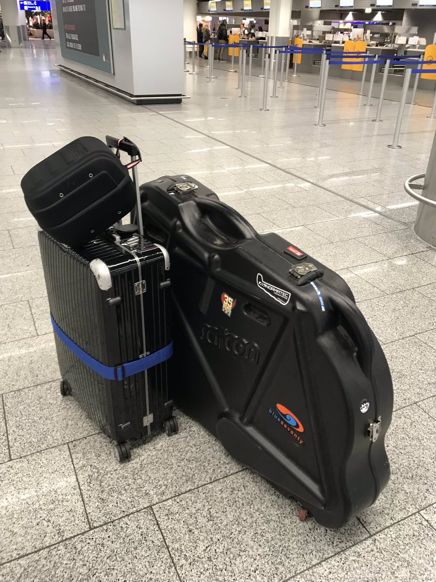 Anna2007W's tweet photo. I thought getting the bike in the box is the challenge, but #checkin in just became a new nightmare. A shame, as it always worked fine in the past  #newfees - too many bikes on the flight...still super excited and just want to get on the plane now #Readytogo #threestepstokona # https://t.co/fQXWfywM9c