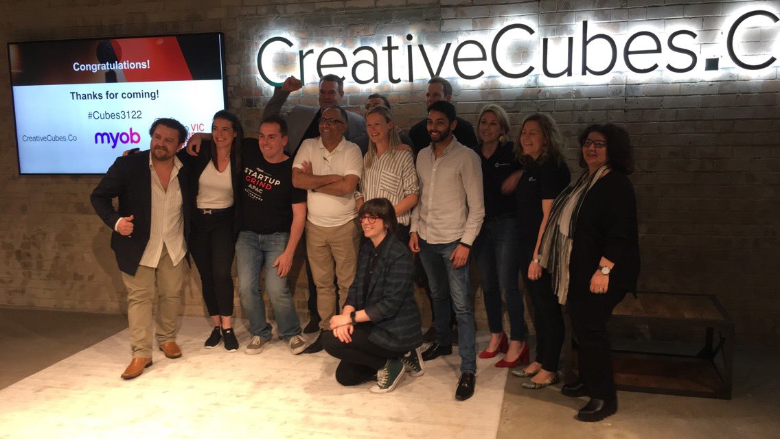 australia_tsn's tweet photo. Our #PitchforaSpot winners, Video why; OurWalls; dogshare; Travelling tradies; Your career down under; Tapsquire; Legally yours - congratulations to everyone! #cubes3122 #startupvic @CreativeCubesCo @MYOB https://t.co/qIQHiOGleJ