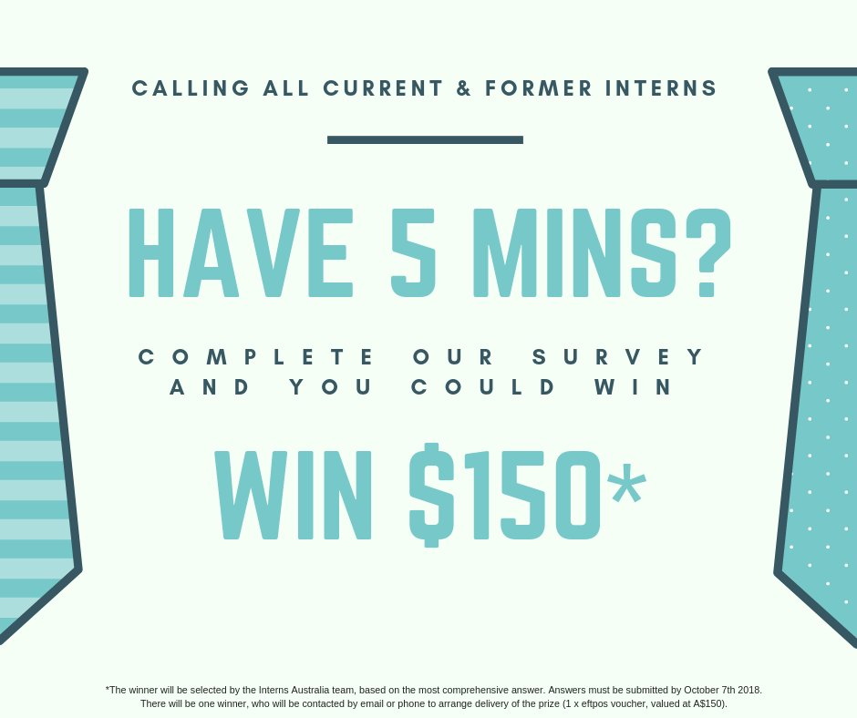 InternsAUS's tweet photo. Do you have 5 minutes to share your #internship experience? We're currently talking to politicians about the issues facing interns and we need your help to bring these to light. https://t.co/9ojaNwjVY5 https://t.co/v0mALsAXL7