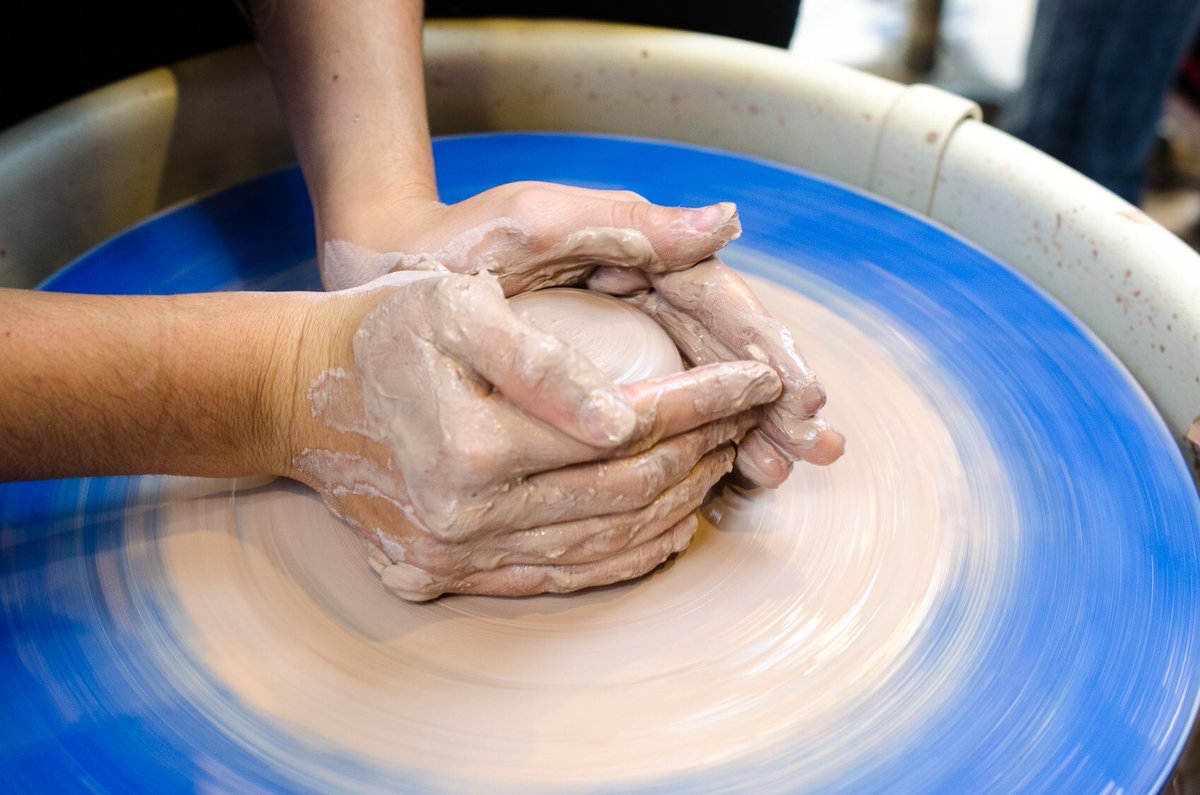 MSUNOTSTOCK's tweet photo. Come play in the clay with artist, Robin Reynolds, and @minotstate art faculty and students. Where else can you sit at a Potter’s wheel or chat with artists as they work?! Check out Robin’s presentation at 10 a.m. Thurs., Oct. 4 in Aleshire Theater. All are welcome! #msunotstock https://t.co/EEyQfuV2tq