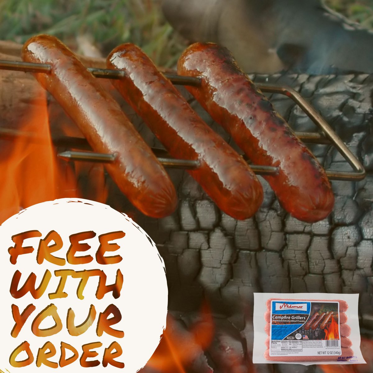 MidamarHalal's tweet photo. Have you tried our Campfire Grillers?! Not everyone knows about these flavorful Halal Smoked Beef Franks. They are just as tasty as our original beef franks but with a nice smoked flavor that brings the campfire to your kitchen.
#midamarhalal #halal #beef #hotdog #campfire #free https://t.co/5puKfSdQJq